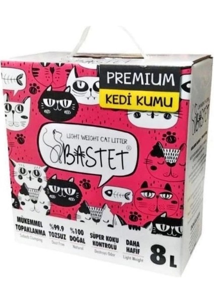 Natural Bastet Topaklanan Premium Doğal Kedi Kumu 8 Lt