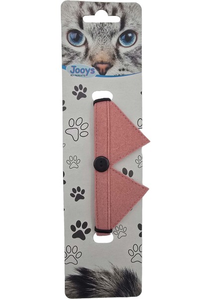 Kadife Zilli Kravatlı Kedi Boyun Tasması Pudra