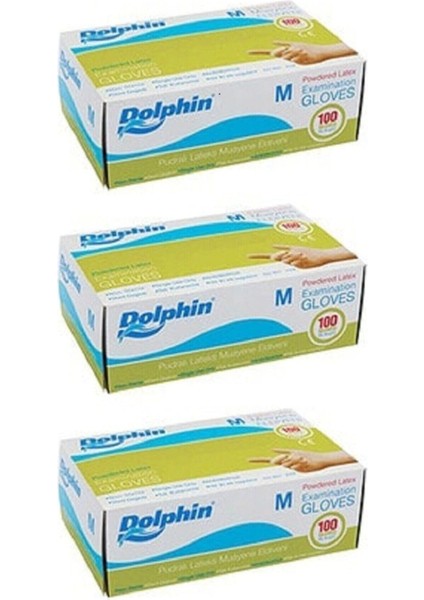 Pudralı Latex Eldiven (M) 100LÜ Paket 3 Adet