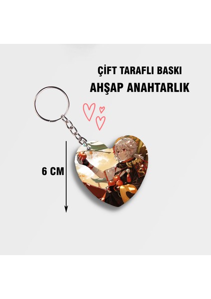 Genshin Kazuha Ahşap Anahtarlık - Çift Taraflı - 5cm Anahtarlık