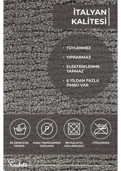 Lastikli Esnek ve Yıkanabilir 4 Kişilik Koltuk Örtüsü Çekyat Kanepe Kılıfı - Gri