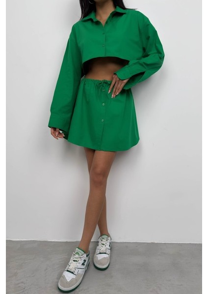 Fh Fashionhere Beli Lastikli Düğmeli Mini Etek