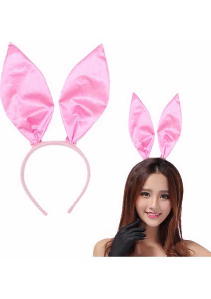 Pembe Renk Saten Kaplama Şekil Verilebilir Tavşan Kulak Taç 35X11 cm (4767) - 1OL6831-5504