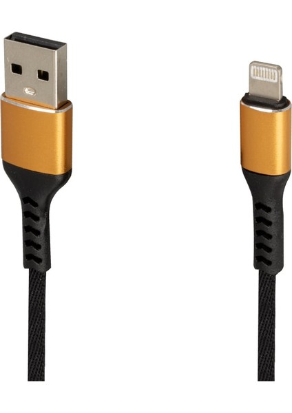 WK-22025 USB To Lıghtnıng Örgülü Siyah Şarj Kablosu (No:14) (4767) - 1OL7760-4667