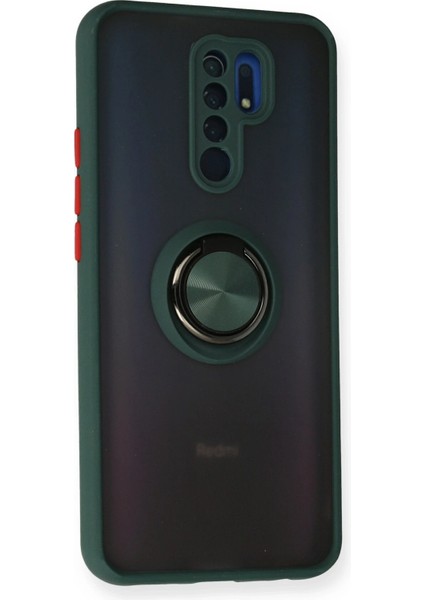 Xiaomi Redmi 9 Kılıf Montreal Yüzüklü Silikon Kapak - Yeşil Yktsn