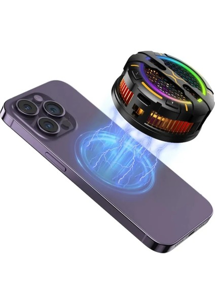 K15 Magsafe Destekli Güçlü Aluminyum Telefon Soğutucu Radyatör Kablolu Rgb Fan 3 Modlu Mıknatıslı ve Mandallı