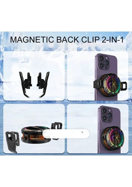 K15 Magsafe Destekli Güçlü Aluminyum Telefon Soğutucu Radyatör Kablolu Rgb Fan 3 Modlu Mıknatıslı ve Mandallı