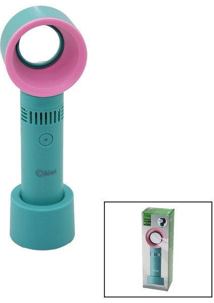 Kiwi KFAN-7610 Taşınabilir El Fanı Gizli Pervaneli USB Şarjlı Masa Üstü Kullanım Aparatlı 3 Kademe Hız (5067)