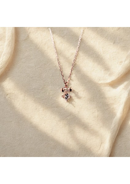 Altın Kolye - Zirkon Minimal 14 Ayar Roz Spor Kolye