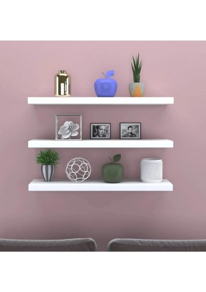 3 Raflı Gizli Monte Uçan Raf Beyaz Raf Ürün Ölçüleri 3 Adet 50*14'tür.