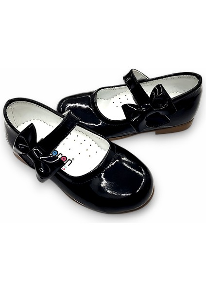 Ortopedik Kız Babet Bebek Balerin Ayakkabısı Glossy Series CF2501 Rugan Siyah 23