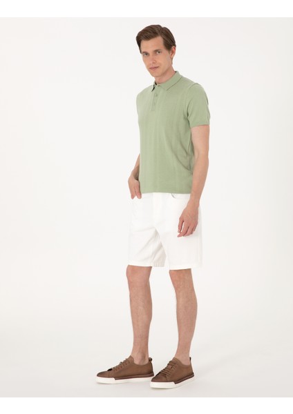 Erkek Açık Haki Slim Fit %100 Pamuk Polo Yaka Triko Tişört 50305976-VR183 fırsatları