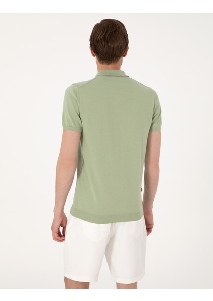 Erkek Açık Haki Slim Fit %100 Pamuk Polo Yaka Triko Tişört 50305976-VR183 indirimleri