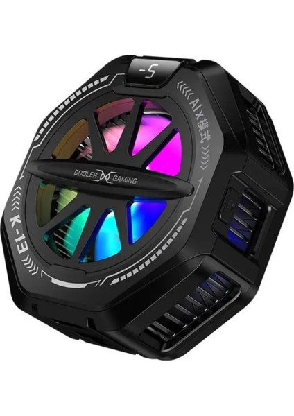 K13 Magsafe Destekli Güçlü Aluminyum Telefon Soğutucu Radyatör Kablolu Rgb Fan 4 Modlu Mıknatıslı ve Mandallı