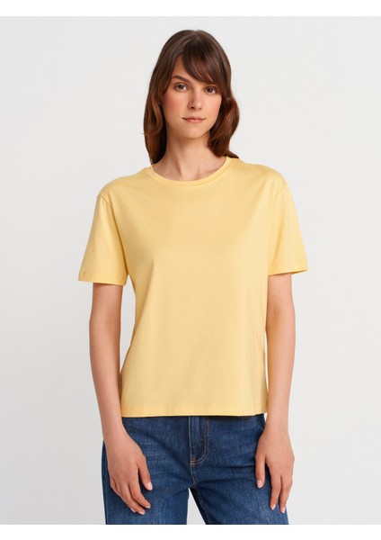 31791 Bisiklet Yaka Modal T-Shirt-Sarı