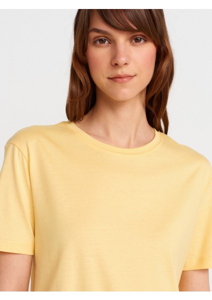 31791 Bisiklet Yaka Modal T-Shirt-Sarı modelleri