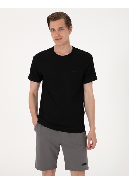 Erkek Siyah Slim Fit Tişört 50306802-VR046
