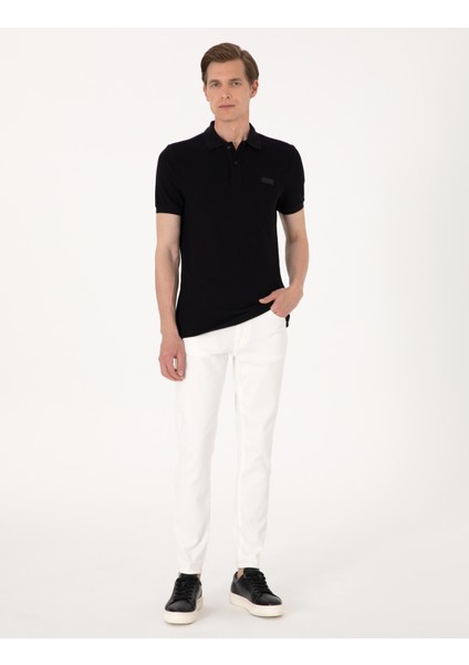 Erkek Siyah Slim Fit Örme Dokulu Polo Yaka Tişört 50309959-VR046 fırsatları