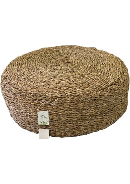Dekoratif Yuvarlak Naturel Hasır Yassı Puf Minder 60X20CM