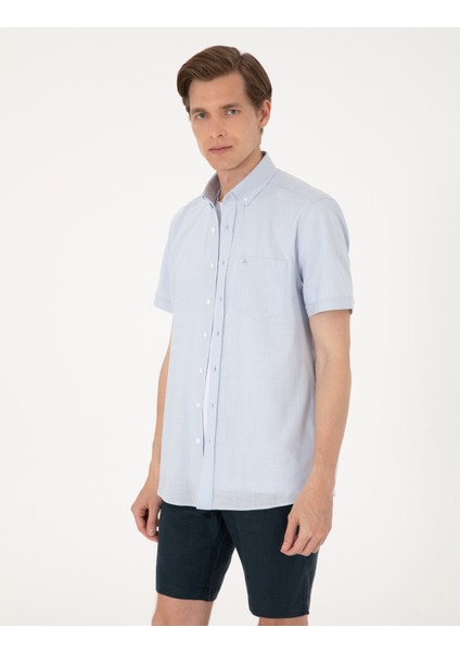 Erkek Açık Mavi Regular Fit Kısa Kollu Gömlek 50302730-VR095