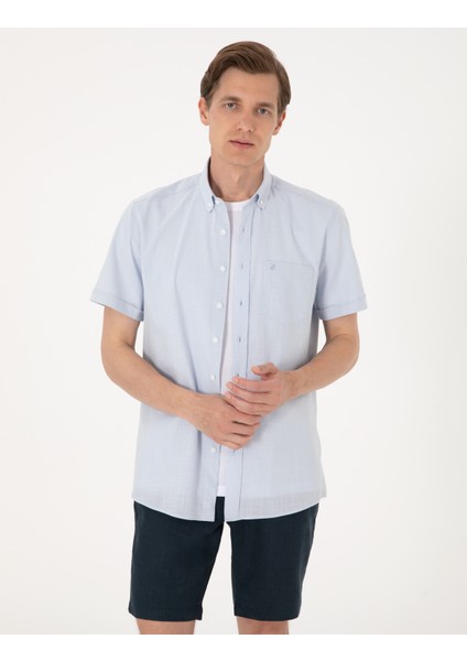 Erkek Açık Mavi Regular Fit Kısa Kollu Gömlek 50302730-VR095