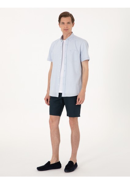 Erkek Açık Mavi Regular Fit Kısa Kollu Gömlek 50302730-VR095