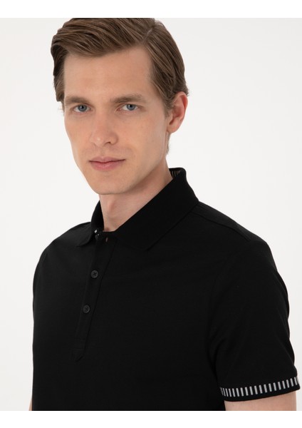 Erkek Siyah Slim Fit Tişört 50302616-VR046 fiyatları