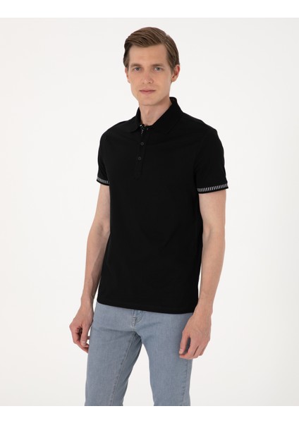 Erkek Siyah Slim Fit Tişört 50302616-VR046 modelleri