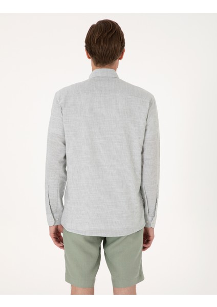 Erkek Yeşil Slim Fit Uzun Kollu Gömlek 50307101-VR054