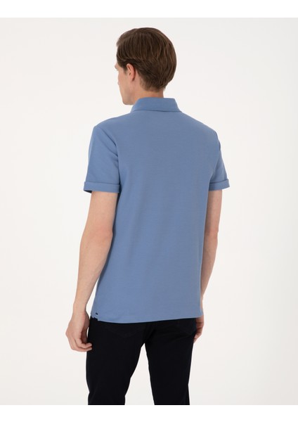 Erkek Mavi Slim Fit %100 Pamuk Kıvrılmaz Amerikan Pike Polo Yaka Basic Tişört 50306154-VR036 indirimleri