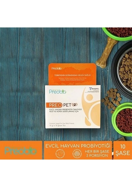 Preobio Pet Kedi Köpek ve Evcil Hayvan Toz Probiyotik Takviyesi 10X10 gr