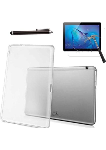 Huawei Mediapad T3 10 Inç Uyumlu Şeffaf Kılıf Cam Kalem Set