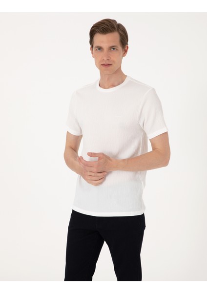 Erkek Ekru Slim Fit Tişört 50306802-VR019 modelleri