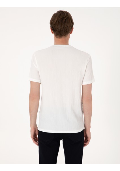 Erkek Ekru Slim Fit Tişört 50306802-VR019 indirimleri
