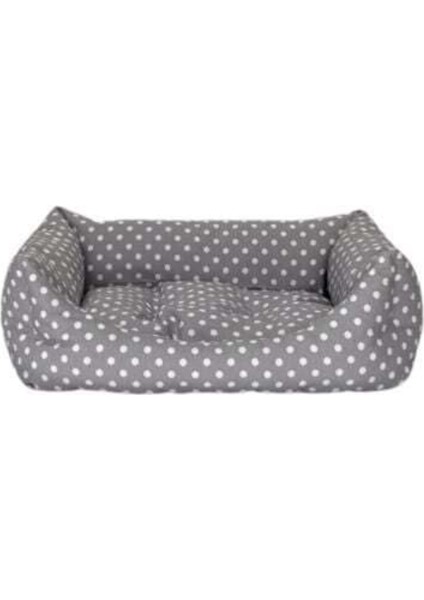 Uniform Gri Puantiyeli Kedi ve Köpek Yatağı M 60x50cm