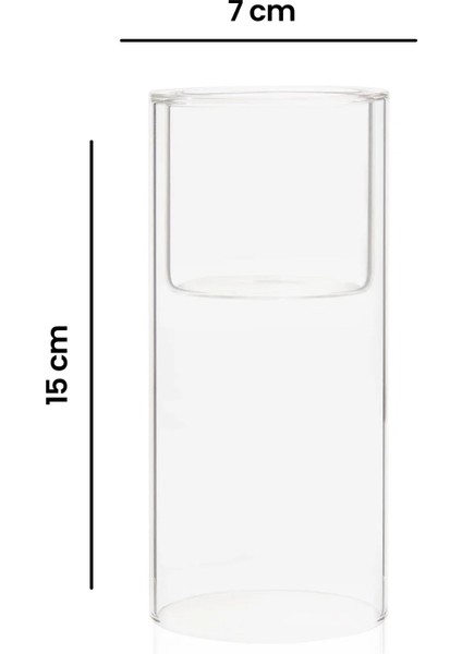 Dekoratif Cam Mumluk&vazo - Şeffaf - 15 cm