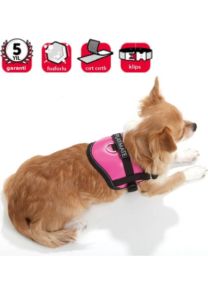 Karlıe Reflektörlü Göğüs Tasma S 36-46 Cm Pembe