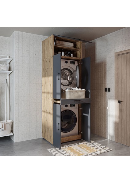 Dora Banyo Dolabı Kapaklı Çamaşır ve Kurutma Makinesi Dolabı 70X230 cm fiyatları