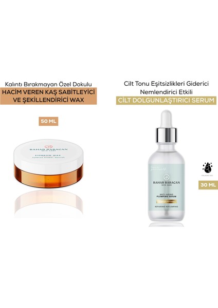 Kalıntı Bırakmayan Özel Doku Hacim Veren Kaş Sabitleyici&şekillendirici Wax 50ML + Bahar Babacan Ton Eşitleyici Onarım&nemlendirici Complex Peptides Anti-Aging Plumping Serum 30ML Set