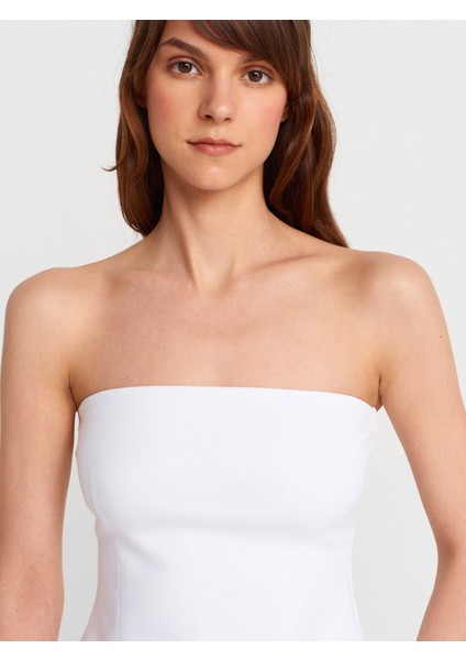 Straplez Kadın Bluz %70 Viskoz Beyaz Renk 36/Standart Kalıp ile Şık Tasarım modelleri