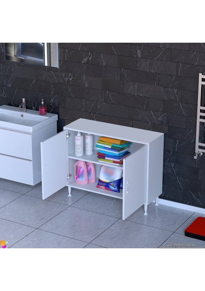 90X75X32,5 Cm’ Lik 2 Kapaklı 2 Göz Raf Organizatör Dolap Mutfak Dolabı Çok Amaçlı Dolap
