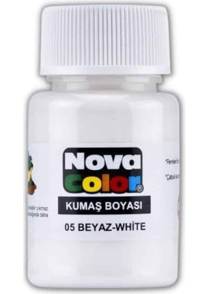 Kumaş Boyası, Canlı Renkler, Solmaz, Tişört, Çanta, Tekstil Boyası-Beyaz Renk 30ML-1 Adet
