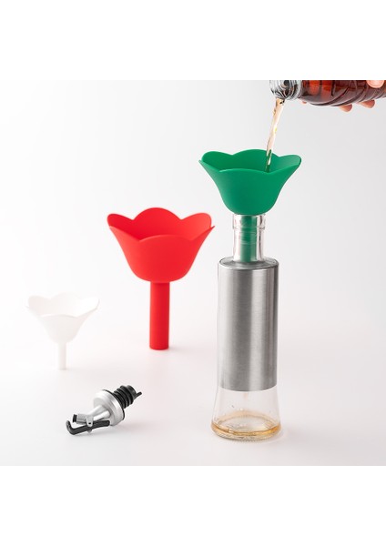 Yaratıcı Çiçek Mutfak Silikon Huni Üç Parçalı Set, Kullanışlı Sıvı Dispenseri (Yurt Dışından)