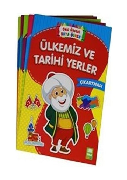 Okul Öncesi Boya Öğren Seti Çıkartmalı-5 Kitap Takım