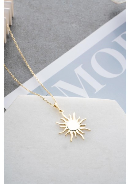 925 Ayar Gümüş Gold Kaplama Güneş Tasarım Kolye fiyatları