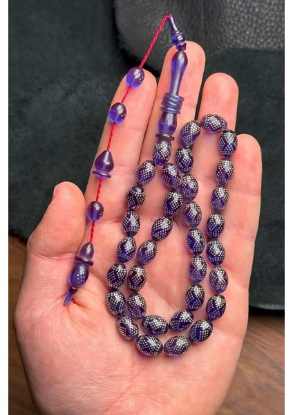 Emrah Baran Full Gümüş Çakım Işleme Ateş Kehribar Tesbih fiyatları