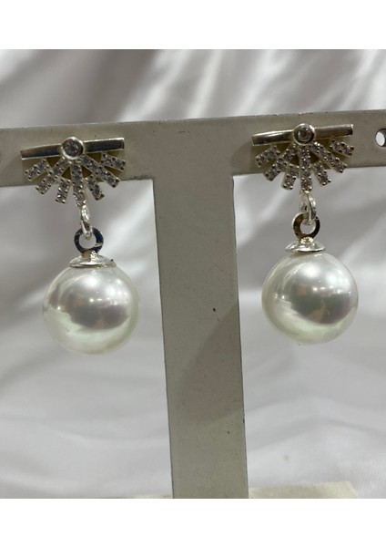 Gümüş Inci Yuvarlak Tasarım Küpe