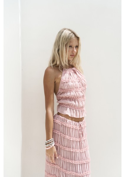 Sofi Transparan Pembe Crop Etek Takım