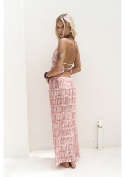 Sofi Transparan Pembe Crop Etek Takım