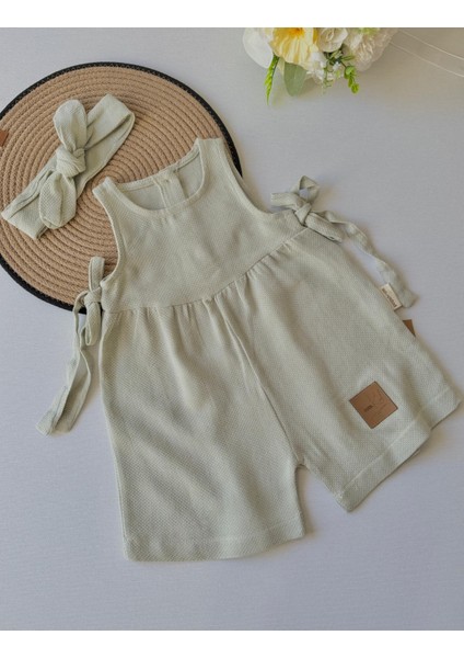 Mint Yandan Bağlamalı Kız Bebek Tulum